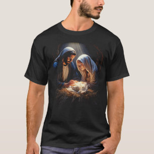 Camiseta Navidades de la escena de la Natividad Fe José Mar