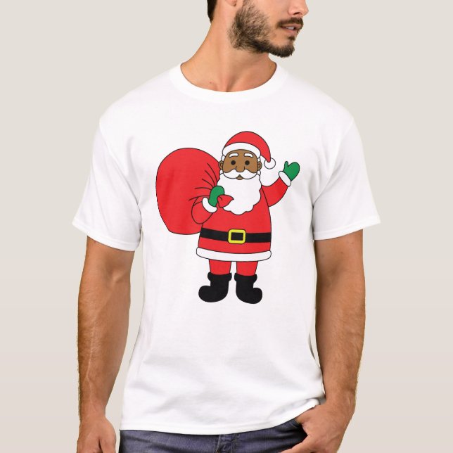 Camiseta Navidades de la familia afroamericana Santa Claus (Anverso)