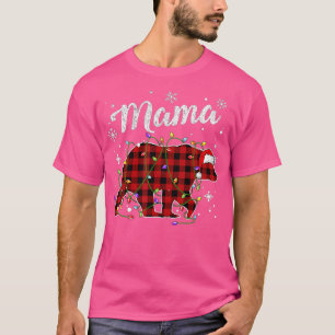Camiseta Navidades de la familia Búfalo Red Plaid Mama Bear