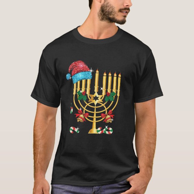 Camiseta Navidades de la familia Chrismukkah Hannukah Santa (Anverso)