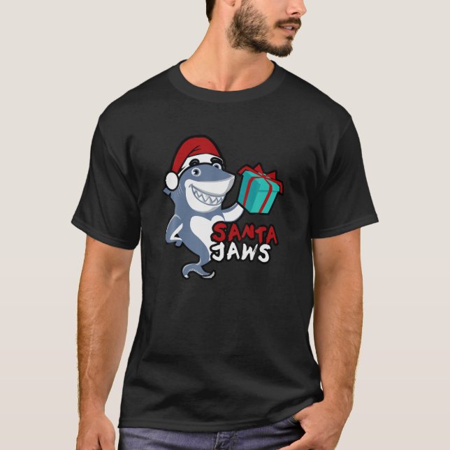 Camiseta Navidades de la familia Cute Santa Jaws Pajamas Fu (Anverso)