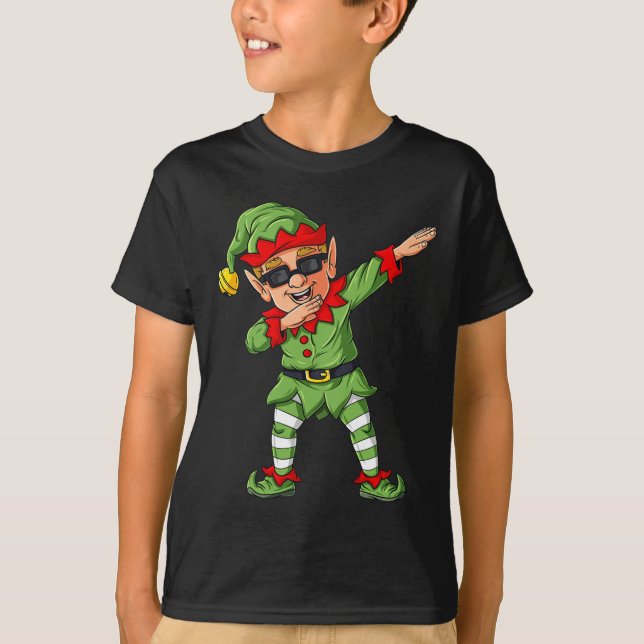 Camiseta Navidades de la familia Dabbing Elf Chicas de niño (Anverso)