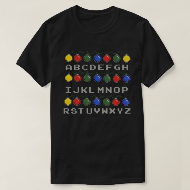 Camiseta Navidades de la familia de invierno Alphabet Ugly  (Diseño del anverso)