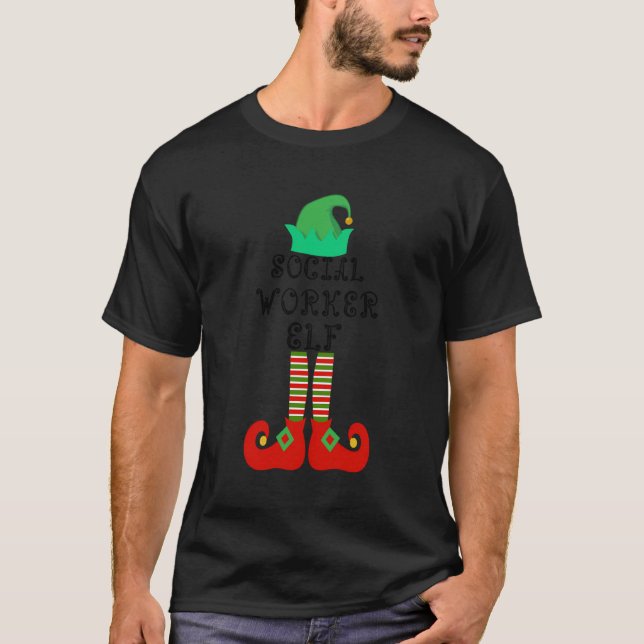 Camiseta Navidades de la familia Elf de trabajador social q (Anverso)