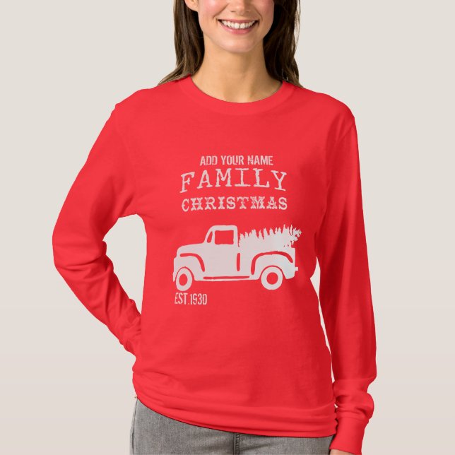 Camiseta Navidades de la familia Farming Truck | Personaliz (Anverso)