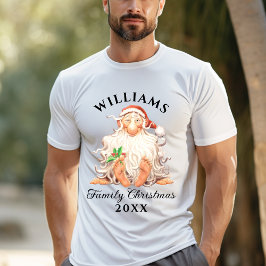 Camiseta Navidades de la familia Retro Santa con nombre y a