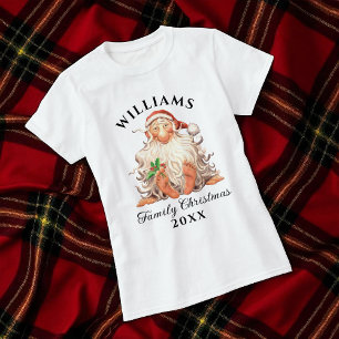 Camiseta Navidades de la familia Retro Santa con nombre y a
