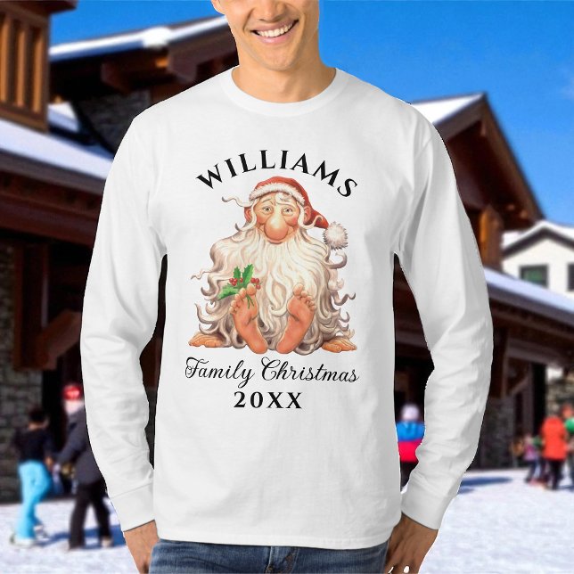 Camiseta Navidades de la familia Retro Santa con nombre y a (Subido por el creador)