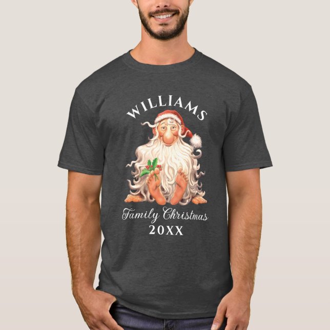 Camiseta Navidades de la familia Retro Santa con nombre y a (Anverso)