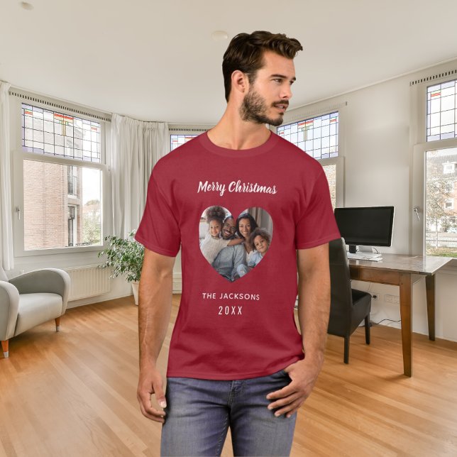 Camiseta Navidades de la familia roja foto nombre de corazó (Subido por el creador)