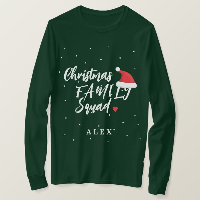 Camiseta Navidades de la familia Santa Sat tu nombre (Anverso del diseño)