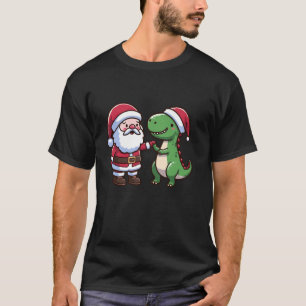 Camiseta Navidades de la familia Santa y T Rex Dinosaur Hig