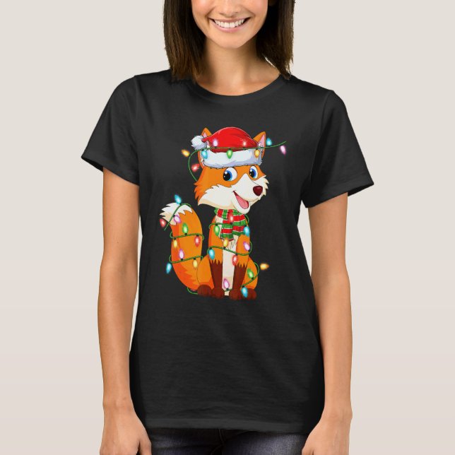 Camiseta Navidades de la Fox Xmas Lighting Santa Hat Fox (Anverso)