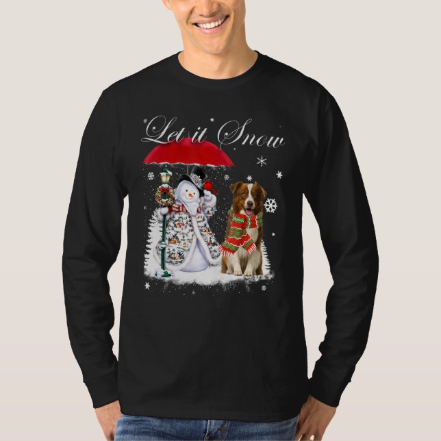 Camiseta Navidades de la frontera collie Santa Dog Snowman  (Anverso)