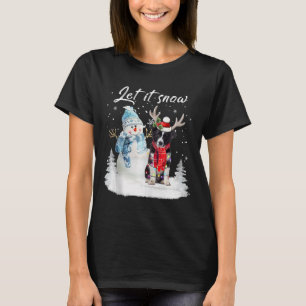 Camiseta Navidades de la frontera collie Santa Dog Snowman