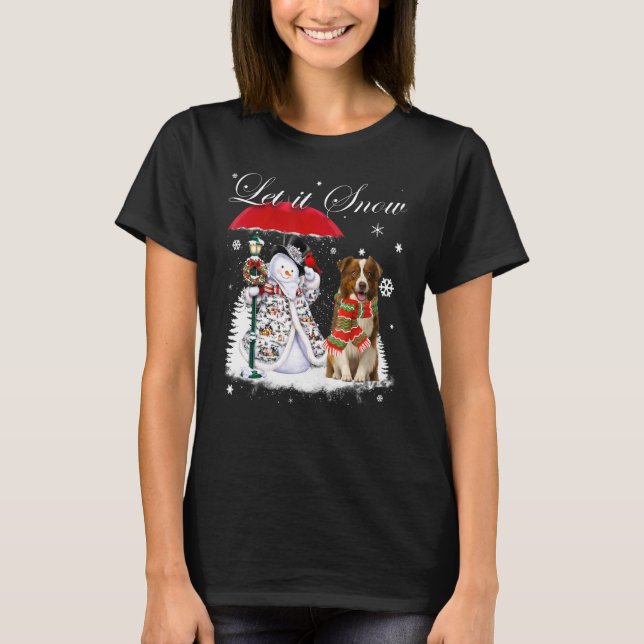 Camiseta Navidades de la frontera collie Santa Dog Snowman  (Anverso)