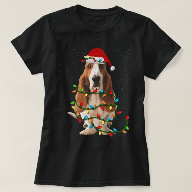 Camiseta Navidades de la hebilla de Basset Funny Amor del p (Diseño del anverso)