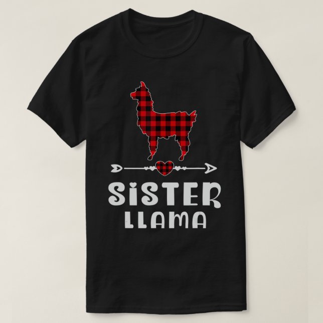 Camiseta Navidades de la hermana Llama Pajama Red Plaid Buf (Diseño del anverso)