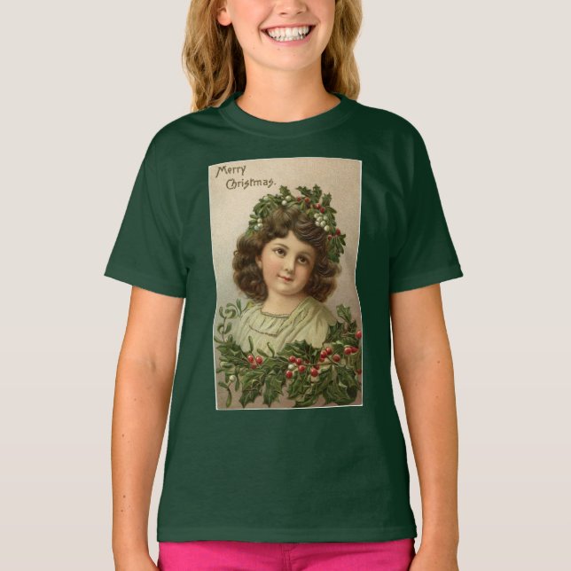 Camiseta Navidades de la joven virgen Holly Chica (Anverso)