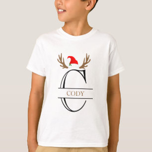 Camiseta Navidades de la letra C de monograma personalizado