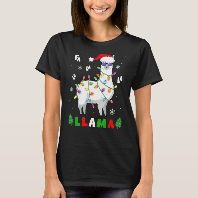 Camiseta Navidades De La Llama En Santa Hat Gafas De Sol X (Anverso)