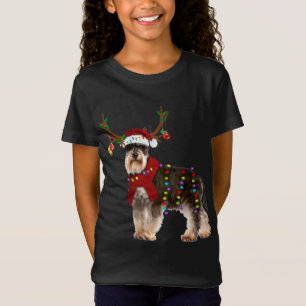 Camiseta Navidades de la luz de reno de Santa Schnauzer