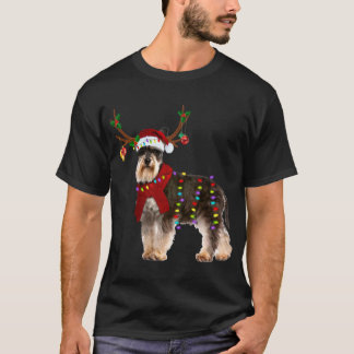 Camiseta Navidades de la luz de reno de Santa Schnauzer
