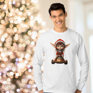 Camiseta Navidades de la moto de nieve Tee masculino elf