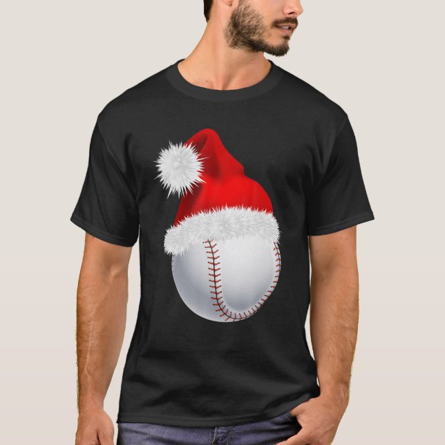 Camiseta Navidades de la pelota de béisbol Santa Hat Funny  (Anverso)