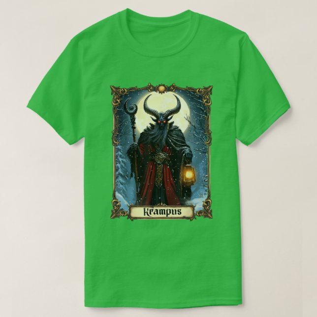 Camiseta Navidades de la tarjeta Merry Krampus Tarot horror (Diseño del anverso)