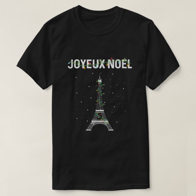 Camiseta Navidades de la Torre Eiffel de París de Joyeux No (Diseño del anverso)