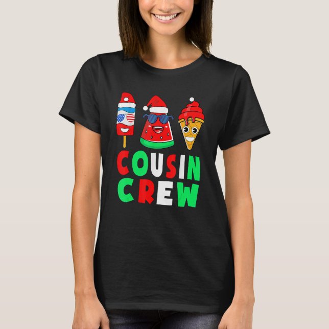 Camiseta Navidades De La Tripulación De Primos En Julio (Anverso)