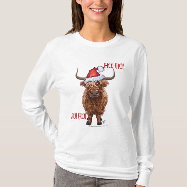 Camiseta Navidades de la vaca de Highland (Anverso)