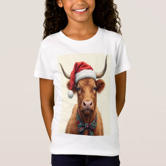 Camiseta Navidades de la vaca de Highland (Anverso)