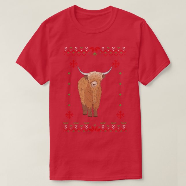 Camiseta Navidades de la vaca de Highland (Diseño del anverso)