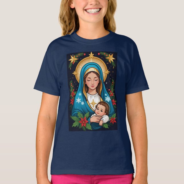 Camiseta Navidades de la Virgen María Católica (Anverso)