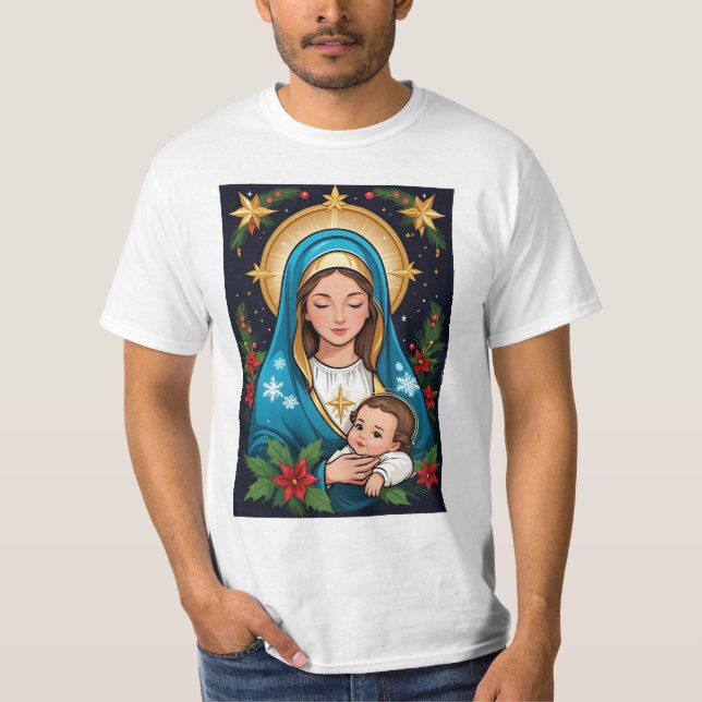 Camiseta Navidades de la Virgen María Católica (Anverso)