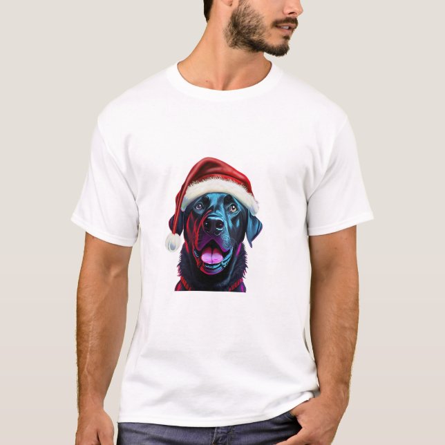 Camiseta Navidades de laboratorio negro Magic_ Labrador en  (Anverso)