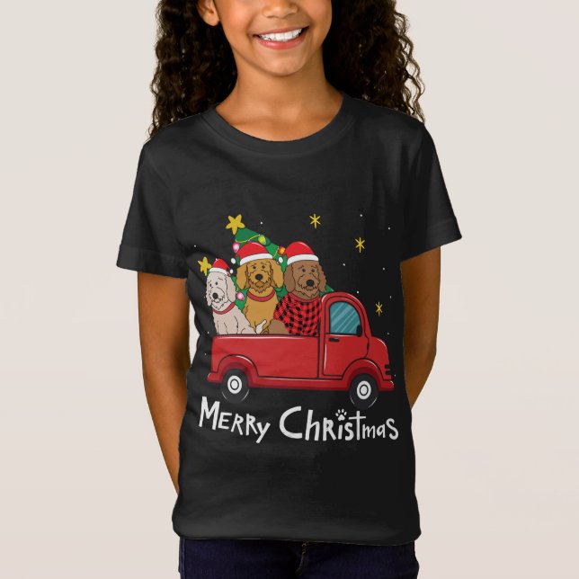 Camiseta Navidades de Labradoodle Árbol de camiones Mamá Pa (Anverso)