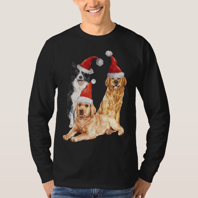 Camiseta Navidades de Labrador Border Collie Golden Retriev (Anverso)