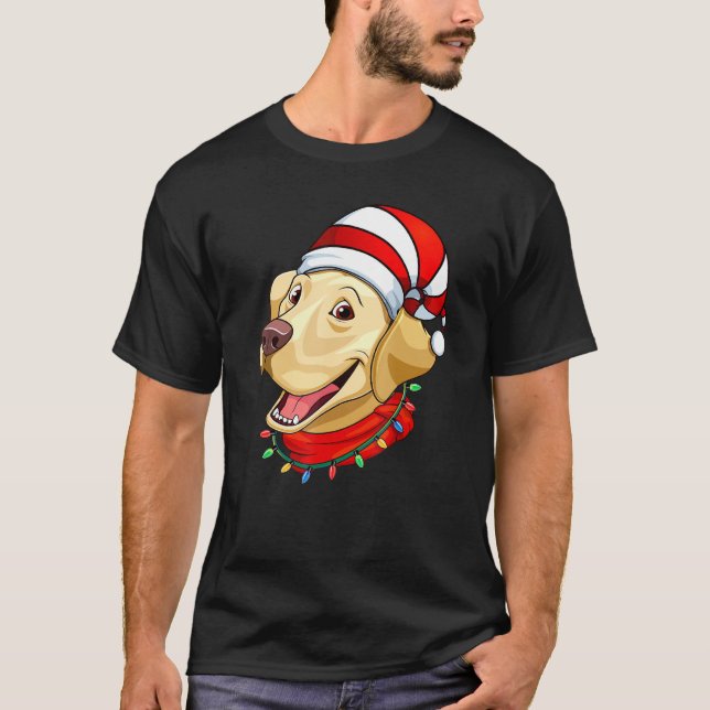 Camiseta Navidades de Labrador Perro Santa Hat (Anverso)