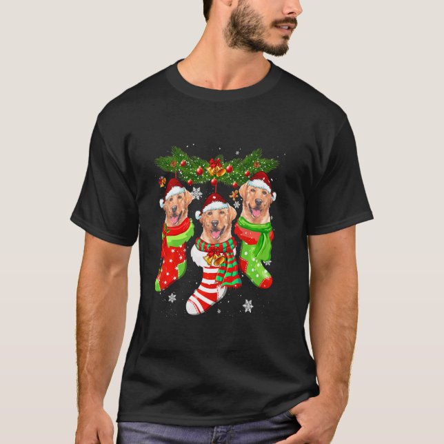Camiseta Navidades de Labrador Socks Tree Light Xmas Santa  (Anverso)