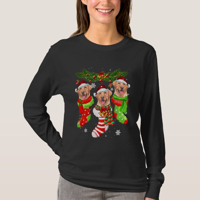 Camiseta Navidades de Labrador Socks Tree Light Xmas Santa  (Anverso)