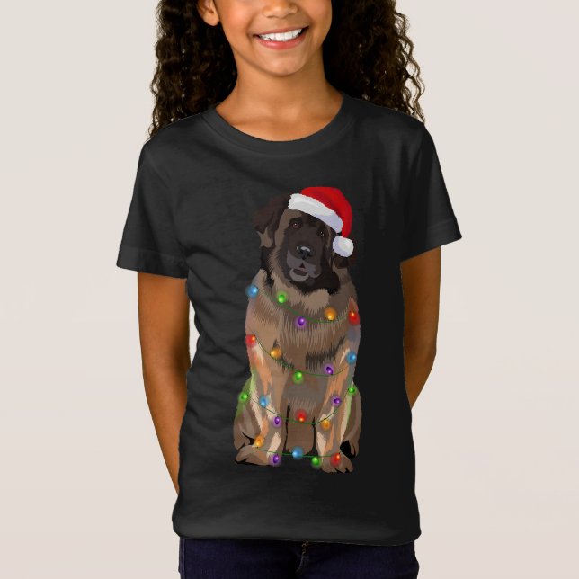 Camiseta Navidades de Leonberger alumbran al perro de Navid (Anverso)