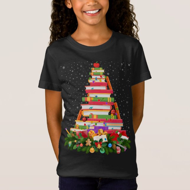 Camiseta Navidades de libros bibliotecarios de Santa Hat il (Anverso)