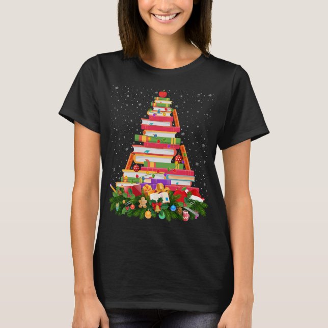 Camiseta Navidades de libros bibliotecarios de Santa Hat il (Anverso)