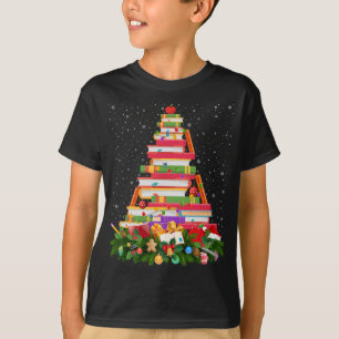 Camiseta Navidades de libros bibliotecarios de Santa Hat il