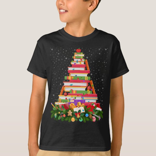 Camiseta Navidades de libros bibliotecarios de Santa Hat il (Anverso)