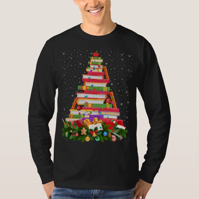Camiseta Navidades de libros bibliotecarios de Santa Hat il (Anverso)