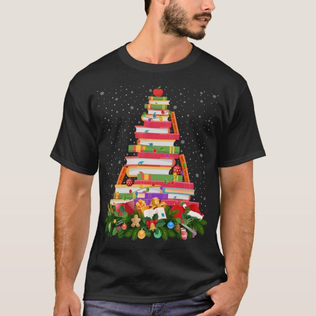 Camiseta Navidades de libros bibliotecarios de Santa Hat il (Anverso)